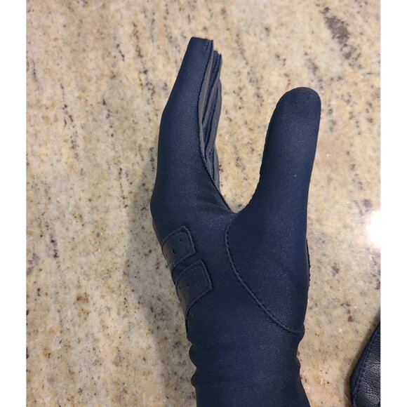 Vintage Womens OSFA Blue Stretch Leather Grip Driving Gloves Sheer Energy Leggs - Picture 14 of 16